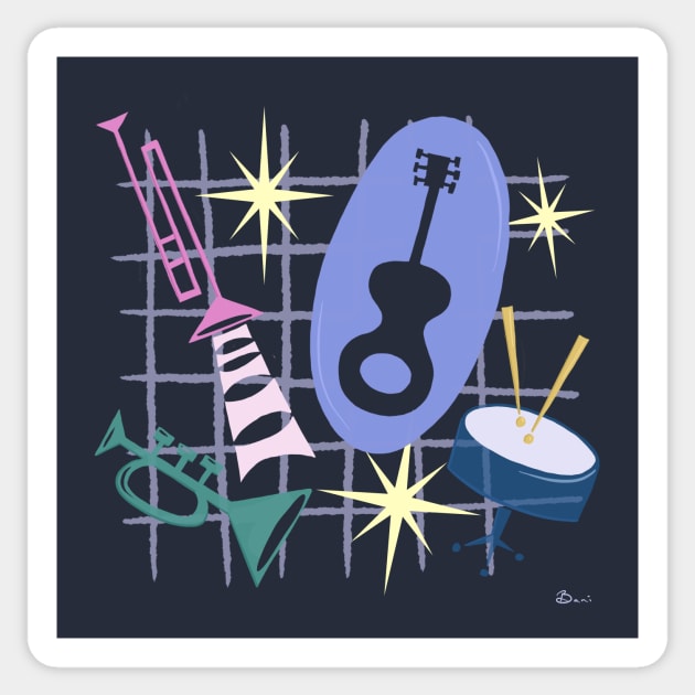 Django Jazz Composition Sticker by LittleBunnySunshine